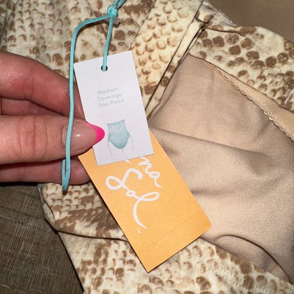 Kona Sol NWT Snake Print One Piece Swimsuit - Brown and Tan - Picture 4 of 9